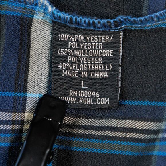 Kuhl Blue Black Plaid Long Sleeve Pearl Snap Button Western Shirt Mens Size L - Picture 9 of 16